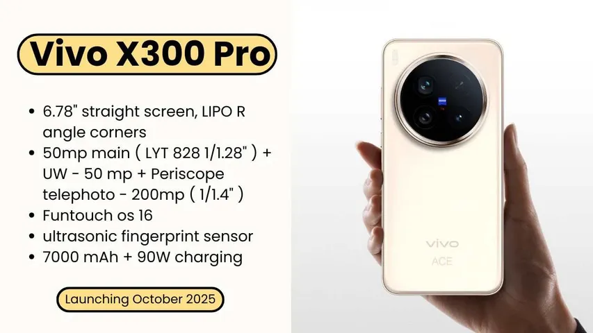 Vivo X300 Pro 5G Launching October 2025 with 7000mAh Battery, 200MP Camera