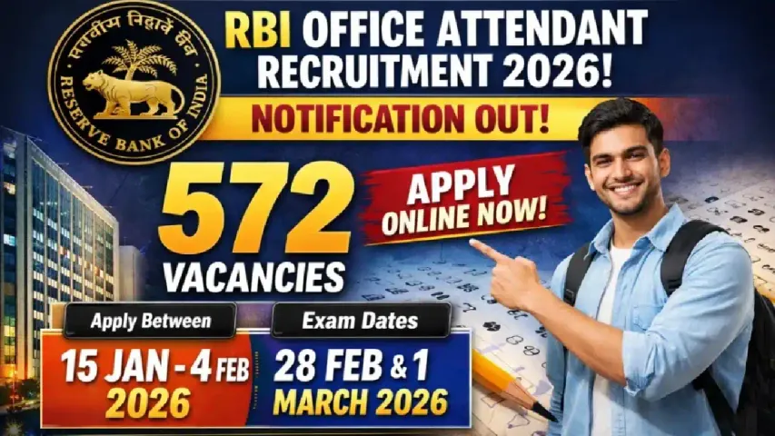 Reserve Bank of India Announces 572 Office Attendant Vacancies for 2026