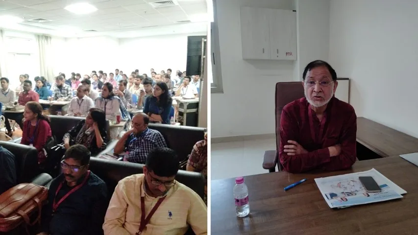  कार्यशाला में मौजूद लोग और जानकारी देते डाक्टर। 