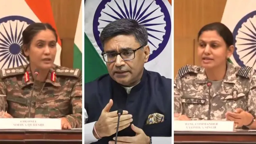 विदेश सचिव विक्रम मिस्री, कर्नल सोफिया कुरैशी और विंग कमांडर व्योमिका सिंह
