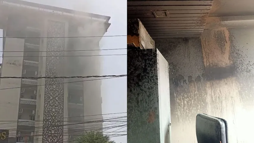 एसी में शार्ट सर्किट से प्लैट में लगी आग, मंचा हड़कंप