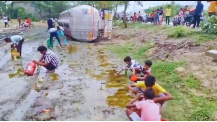 refined oil tanker overturned, AMETHI