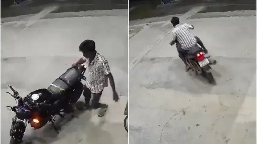 The biker seen riding away from a fuel dispenser Screengrab