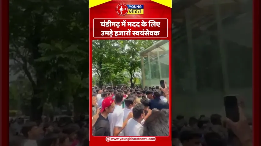 Chandigarh  में मदद के लिए उमड़े हजारों स्वयंसेवक | YOUNG Bharat News