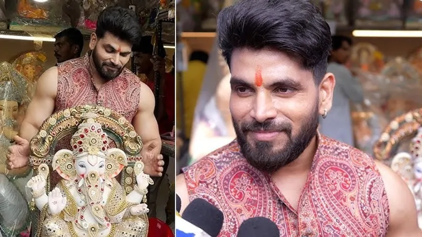 Shiv Thakare welcomed Ganpati Bappa at home (1)