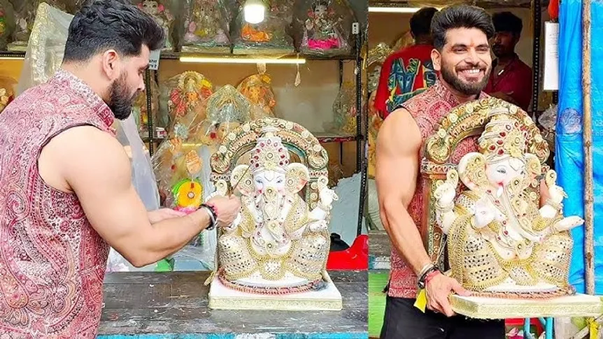 Shiv Thakare welcomed Ganpati Bappa at home (2)