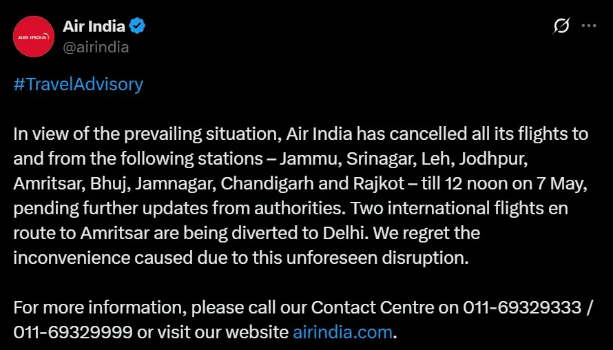 Air India advisory