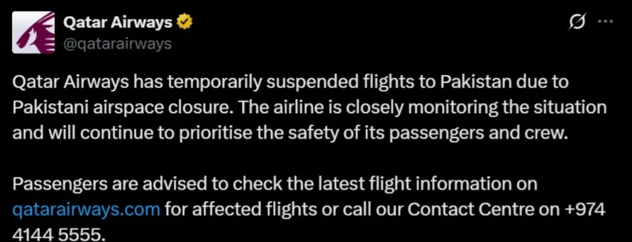 Qatar Airways advisory