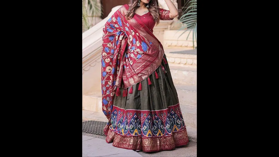 Can Can Floral Print Lehenga