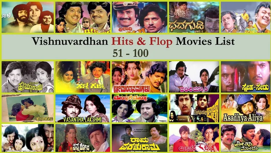 51 - 100 Vishnu vardhan hits And Flop Movies