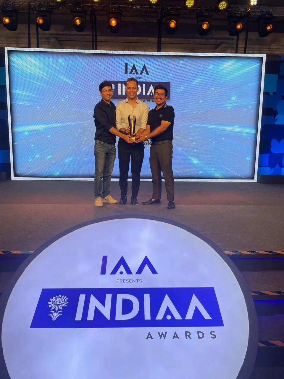 Cousins & Co-founders - Saurabh, Nikhil & Sunny receiving the prestigious IAA IndIAA Award