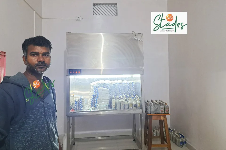 Jatindra Barwa at his mushroom spawn production unit in Sundargarh, Odisha