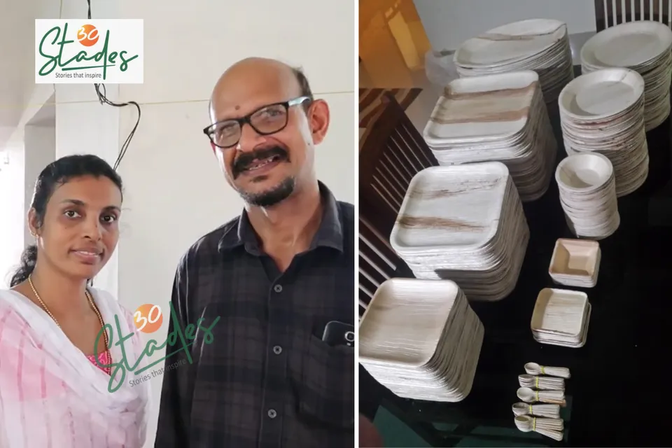 Kuriakose K Mathew and his wife Shybi  began making areca leaf products in 2015