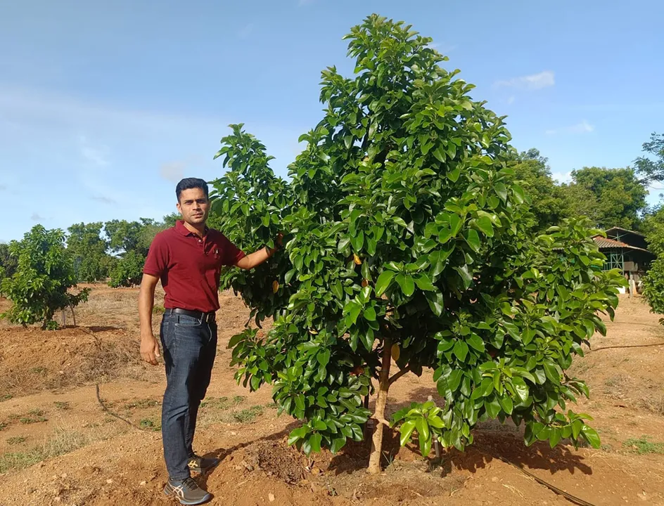 Varkey George at his farm in Theni, Tamil Nadu