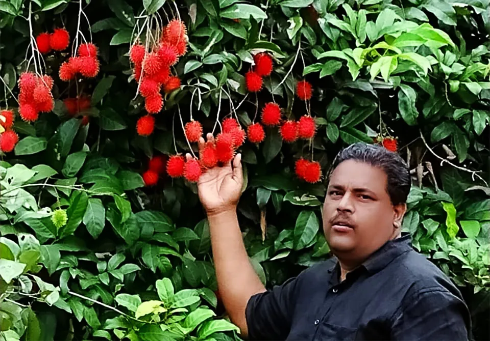 Biju Narayanan at his farm in Kannur
