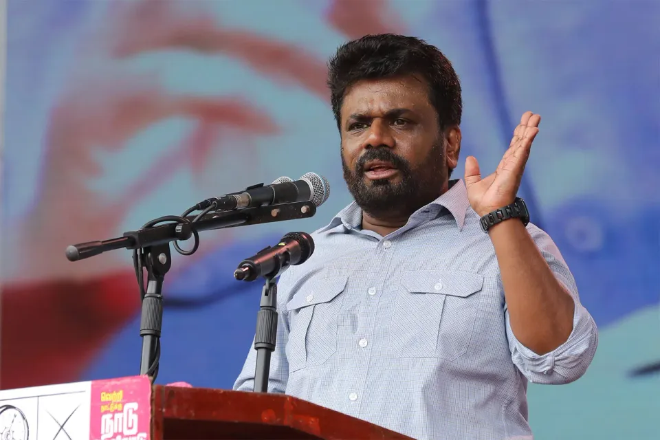 Anura-Kumara-Dissanayake-president-of-Sri-Lanka-then-presidential-candidate-leader-of-the-National-Peoples-Power-NPP-political-party-speaks-to-supporters-during-a-campaign-rally-for-the-upcoming-presidential