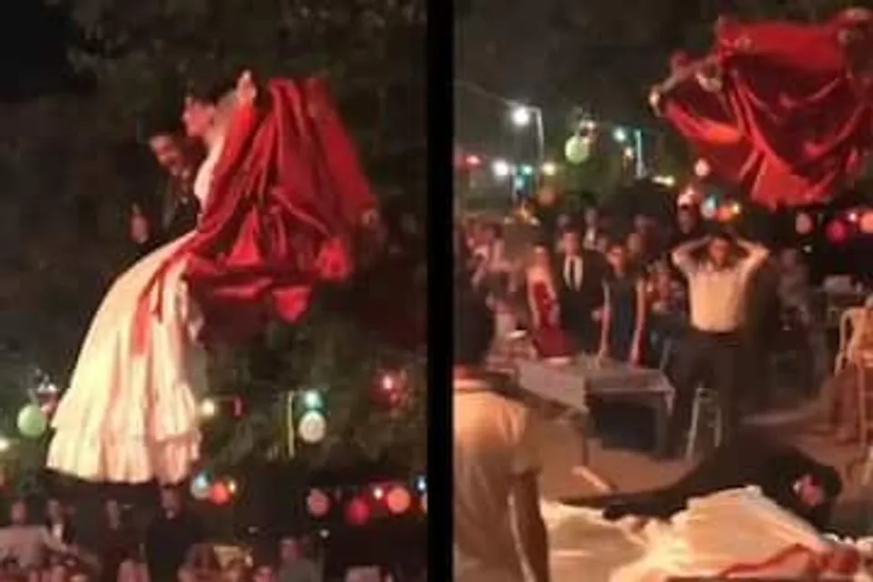 ছাদনাতলায় অভিনব 'ল্যান্ডিং' বর-কনের!