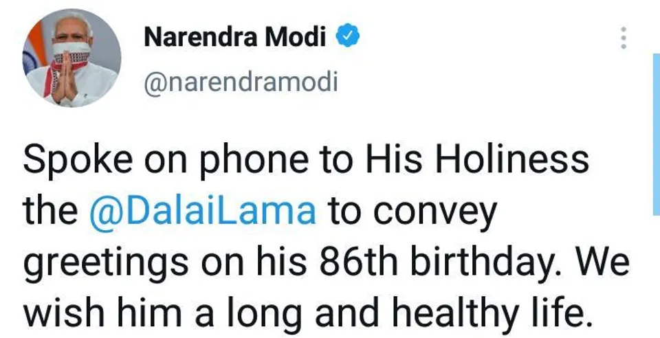 প্রধানমন্ত্রী মোদী দলাই লামাকে জন্মদিনে শুভেচ্ছা জানিয়েছেন, ২০১৫ সালের পর প্রথম জনসাধারণের স্বীকৃতি