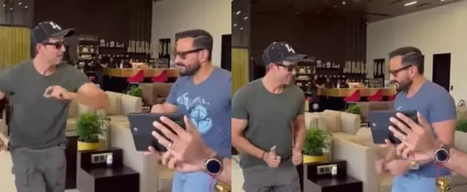 সেফ আলি খানকে 'অ্যালকোহলিয়া'র হুকস্টেপ শেখালেন হৃতিক রোশন