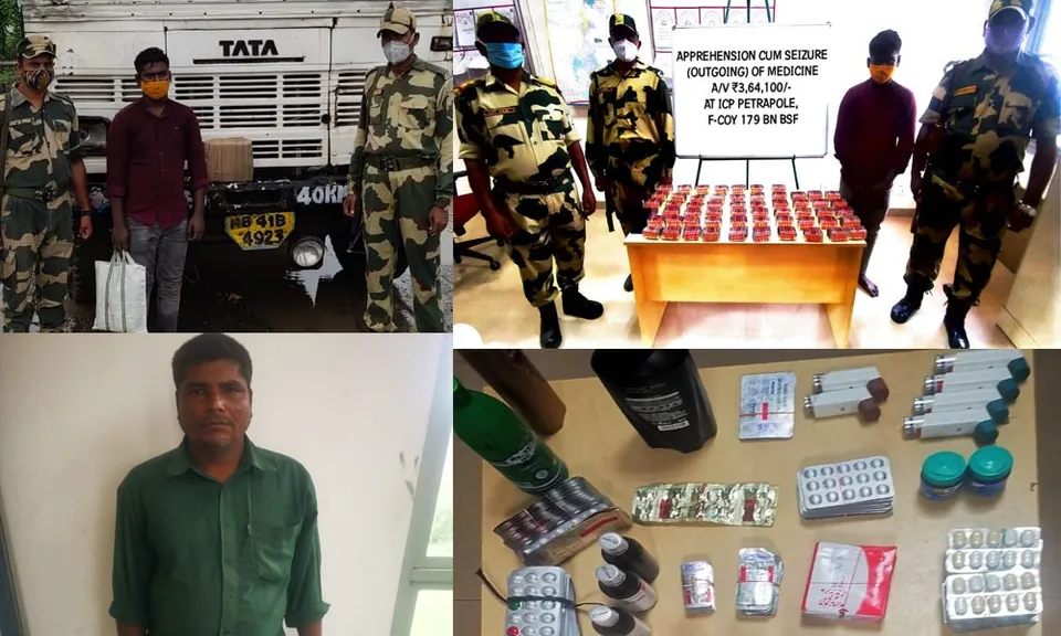 সীমান্ত সুরক্ষা বাহিনীর হাতে পেট্রাপোলে ওষুধ সহ ২ জন চোরাকারবারী গ্রেপ্তার