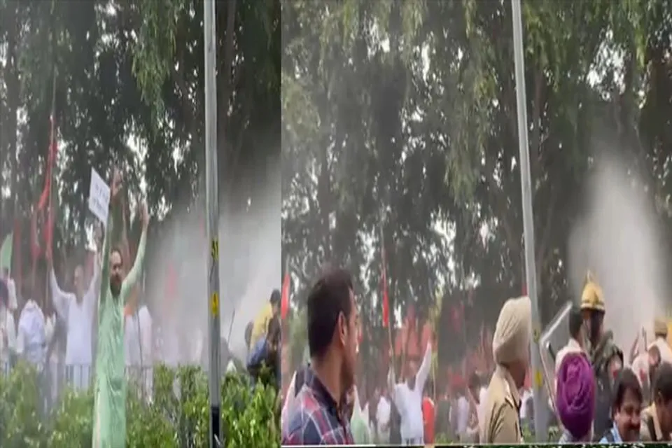 সরকারের বিরুদ্ধে বিজেপির বিক্ষোভ, জলকামান ব্যবহার করছে পুলিশ