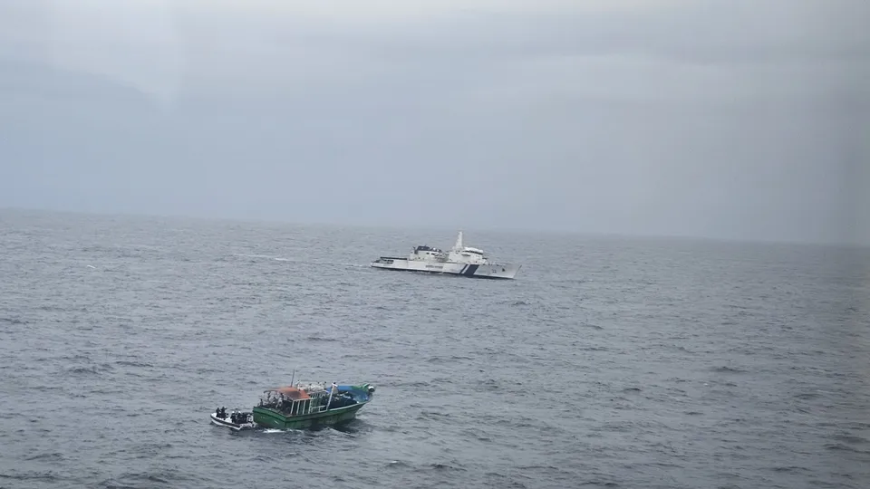 Indian Coast Guard Rescuing IFB Aashni Amidst Severe Weather Conditions