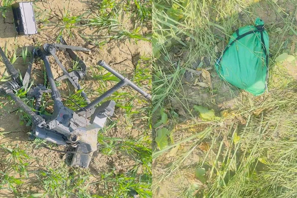 BSF SHOOTS DOWN PAK DRONE IN SRIGANGANAGAR SECTOR AND RECOVERS HUGE NARCOTICS