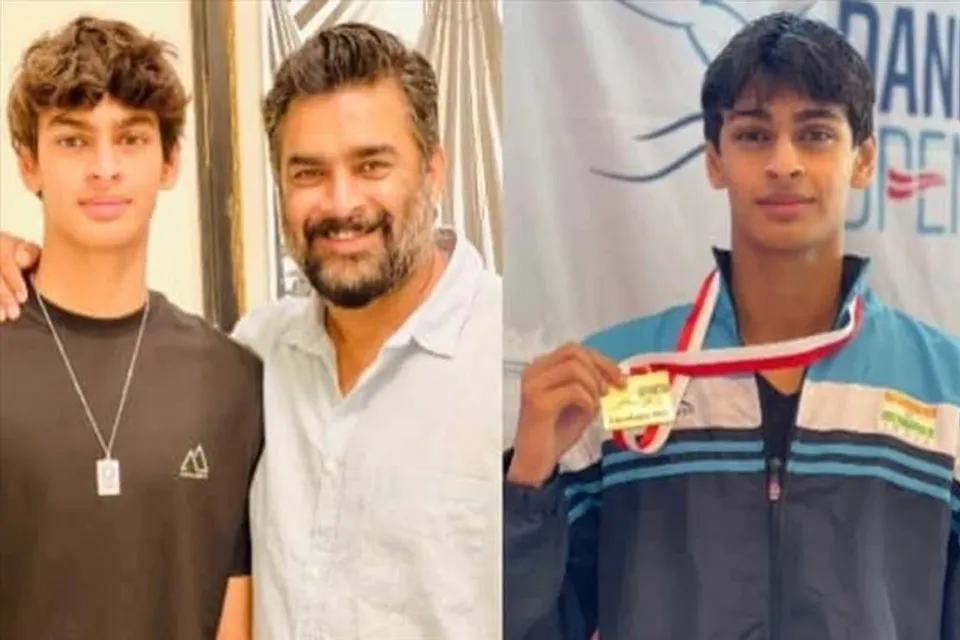R MADHAVAN SON, VEDAANT BREAKS NATIONAL JUNIOR SWIMMING RECORD