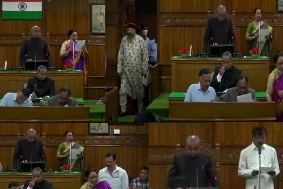 Uttarakhand's BJP MLAs taking oath in Dehradun