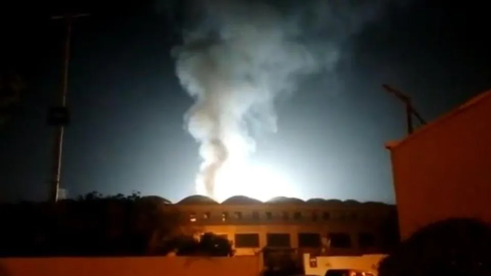 Fire inside Karachi's National Stadium!