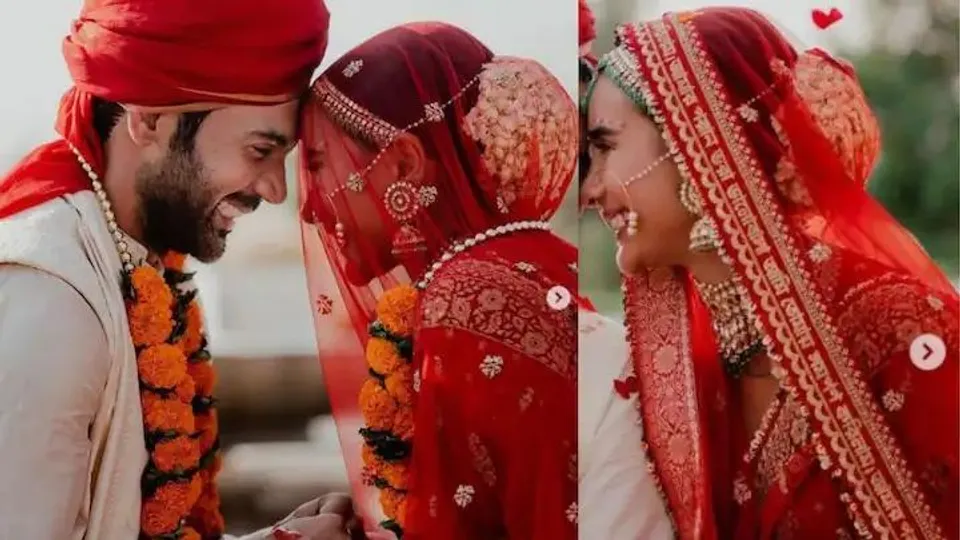 Viral patralekha's wedding veil on social media