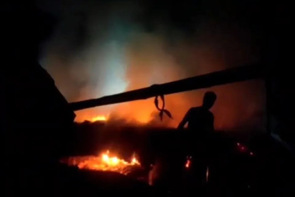 The farmer's mud house caught fire