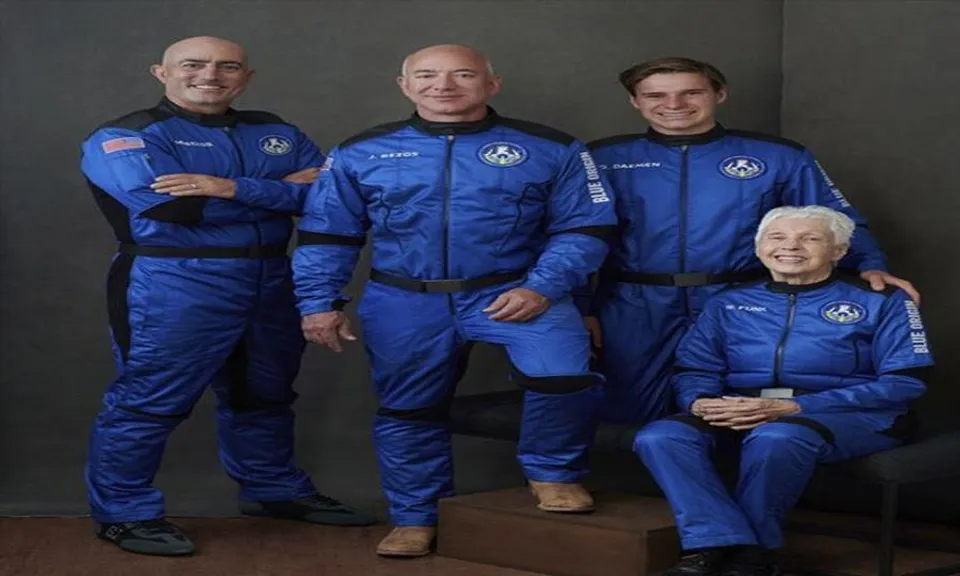 Jeff Bezos on a space flight at 2300 miles per hour