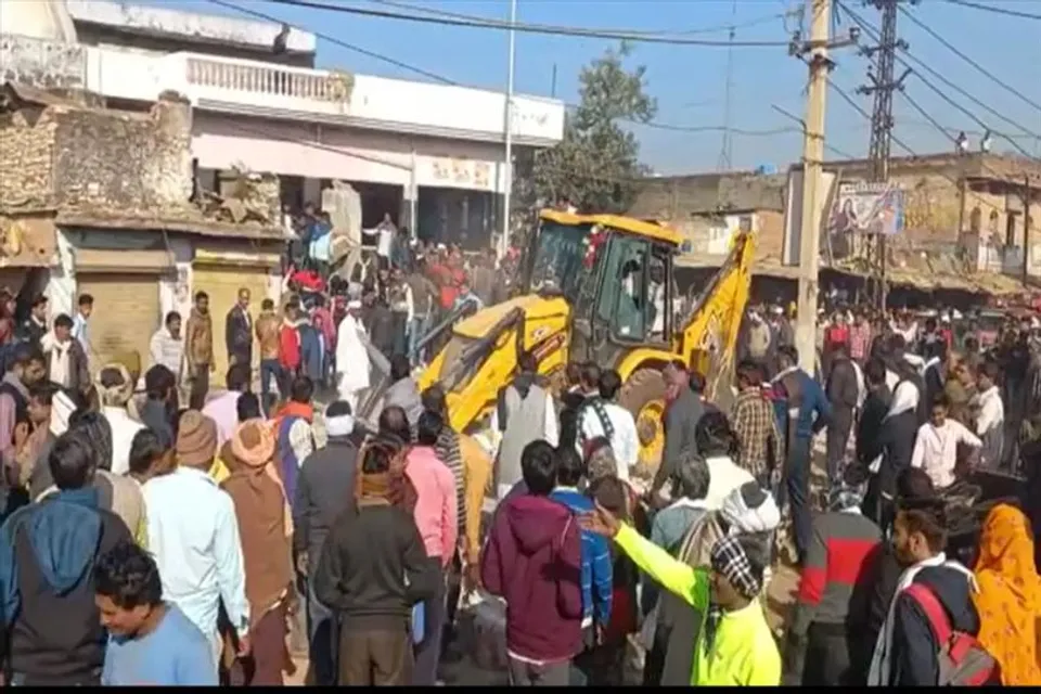 Shiva temple crumbles after JCB collision in Rajasthan's Karauli
