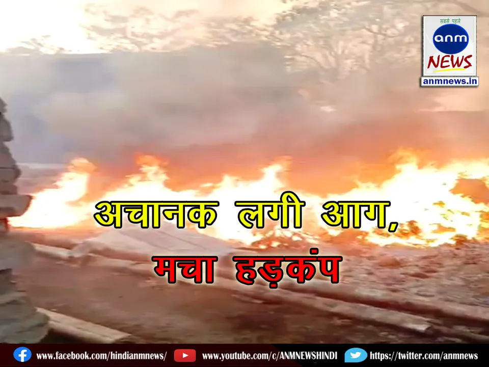The garbage kept in the boundary wall of Andre Agro Foods Pvt Ltd suddenly caught fire