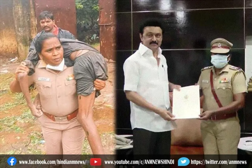 युवक को कंधे में उठाकर अस्पताल पहुंचाने वाली इंपेक्टर को किया गया सम्मानित
