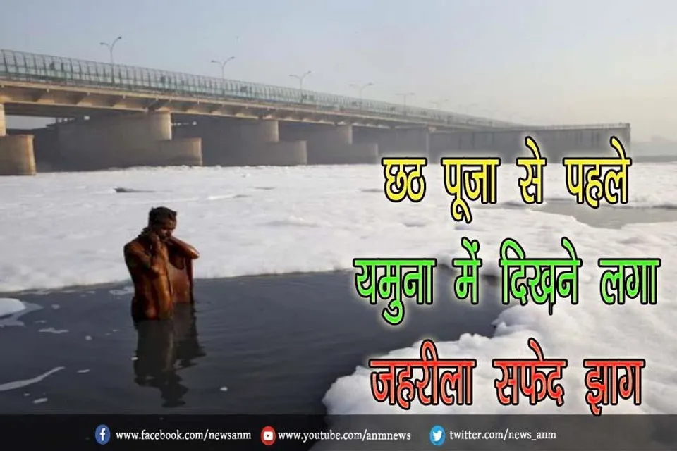 छठ पूजा से पहले यमुना में दिखने लगा जहरीला सफेद झाग