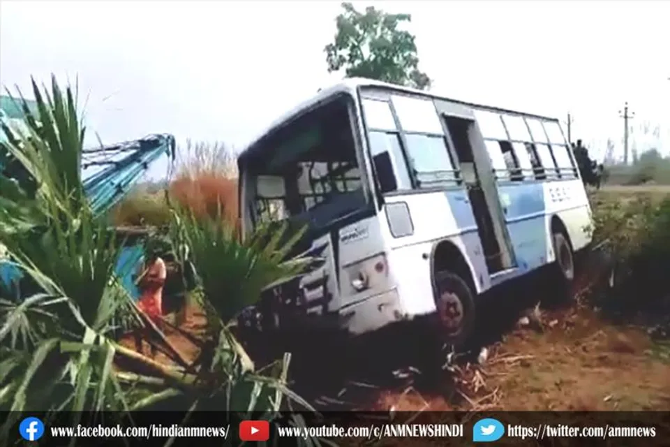 कोहरे के कारण पेड़ से टकराई बस