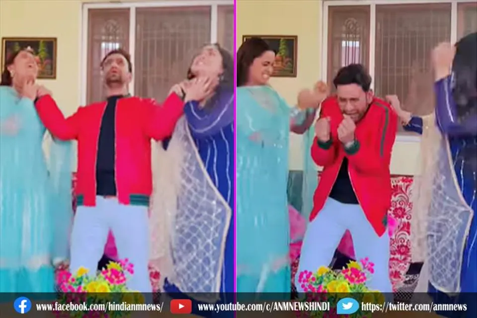 भोजपुरी सुपरस्टार के साथ दो हसीनाओं की लड़ाई : देखिए वीडियो