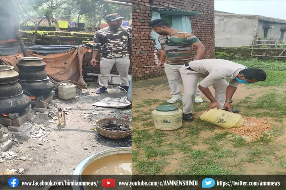 आबकारी विभाग ने छापेमारी में देशी महुआ समेत अन्य सामग्री की जब्त
