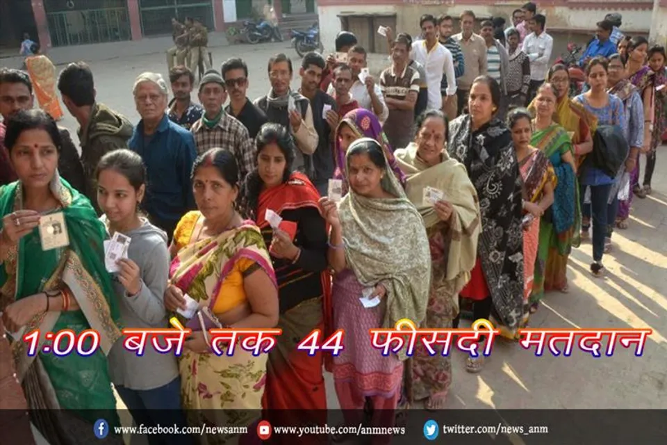 1:00 बजे तक 44 फ़ीसदी मतदान