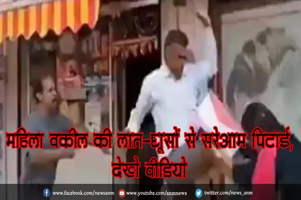 महिला वकील की लात-घूसों से सरेआम पिटाई, देखे वीडियो