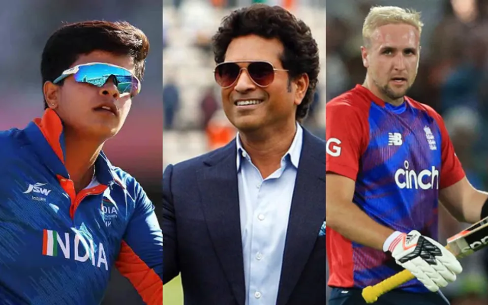 Shafali Verma, Sachin Tendulkar and Liam Livingstone (Source - Twitter)