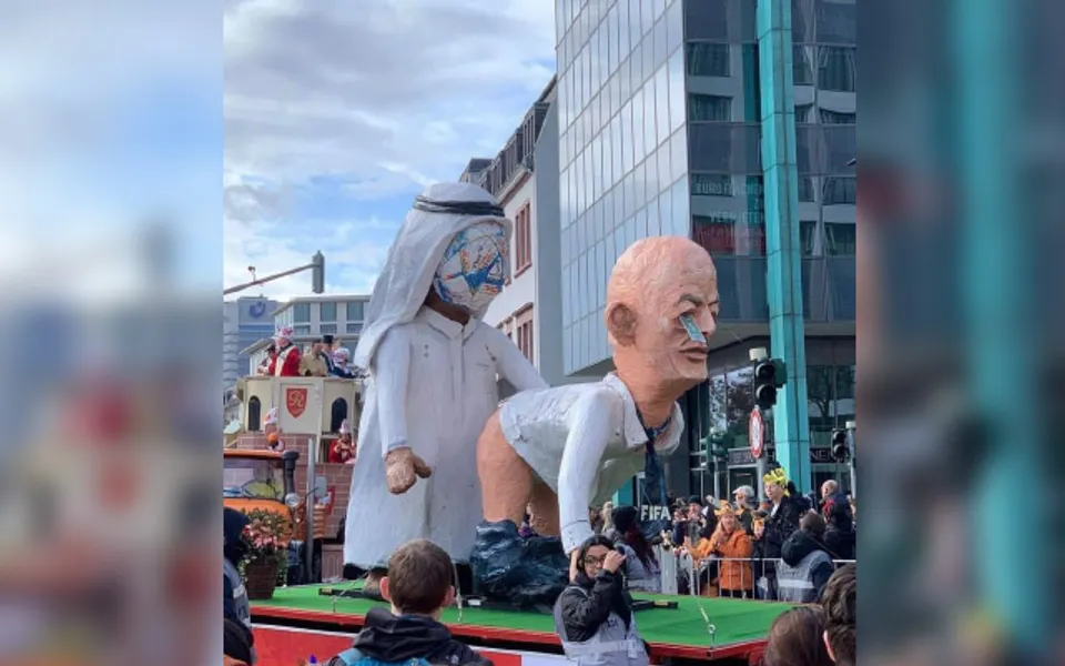 Gianni Infantino's obscene figurine in Frankfurt