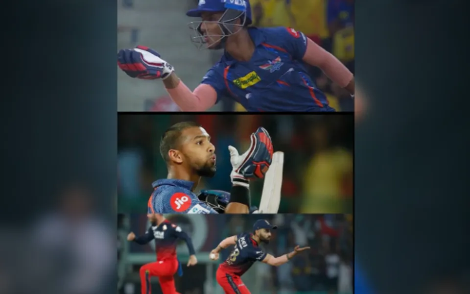 Ayush Badoni, Nicholas Pooran and Virat Kohli (Source - Twitter)