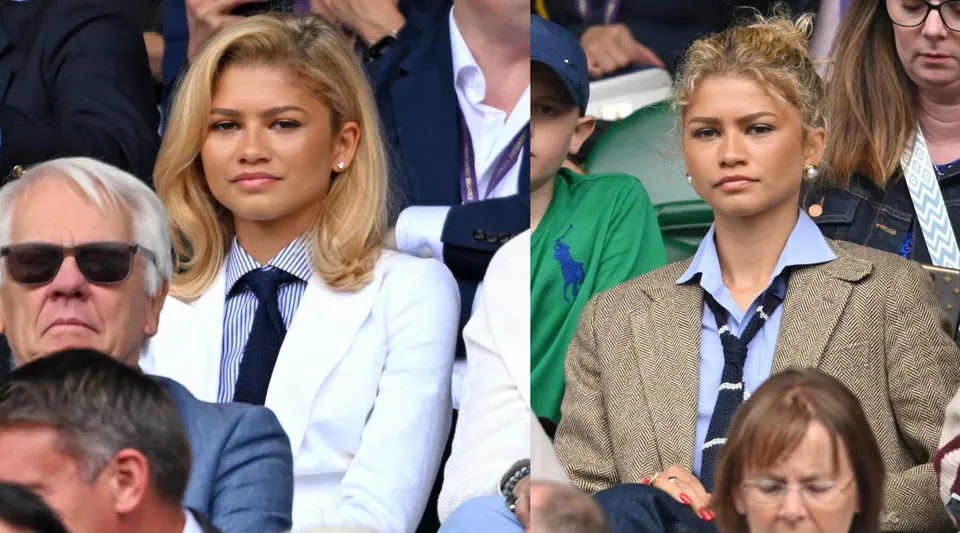 Zendaya Returns To Wimbledon In White Blazer, Pinstripes, And Tie