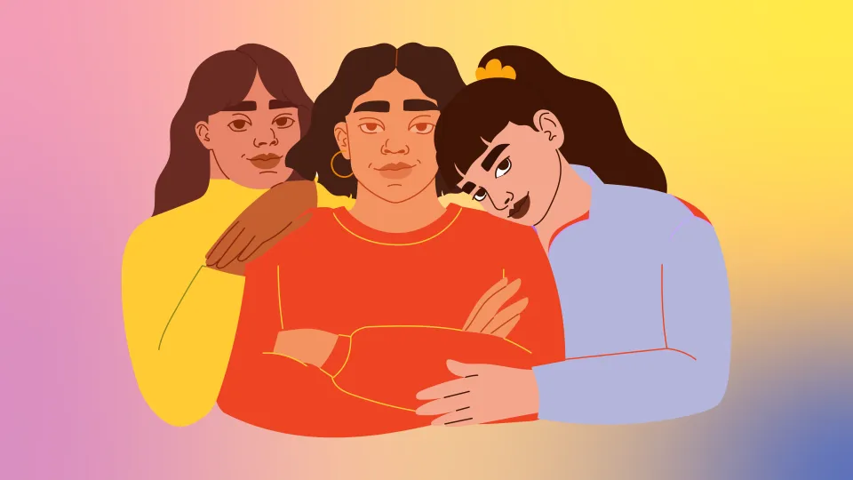 A collage of three women with endometriosis