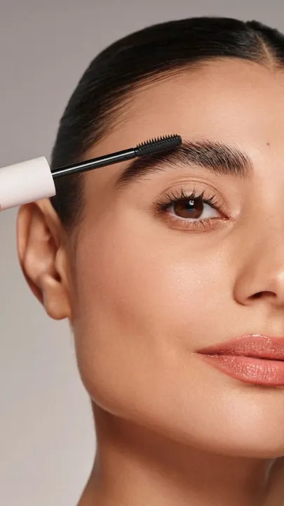 A woman applying clear brow eyebrow gel on her brows