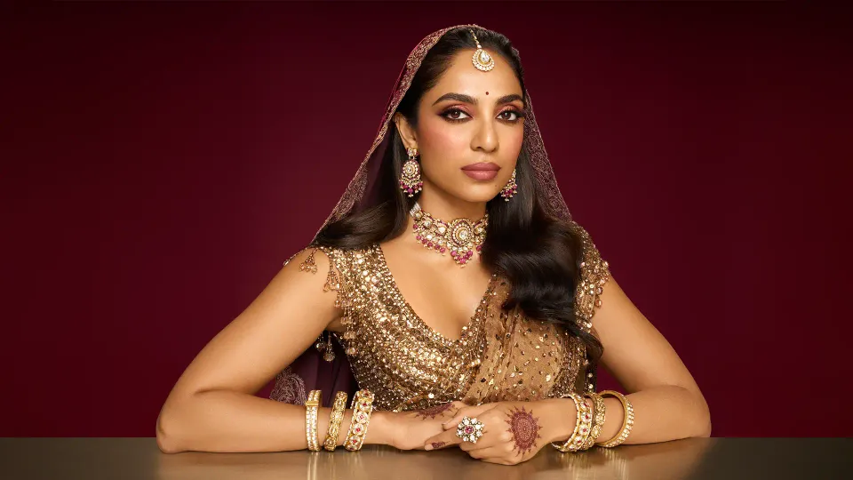 Sobhita Dhulipala in a soft bridal make-up look by Charlotte Tilbury