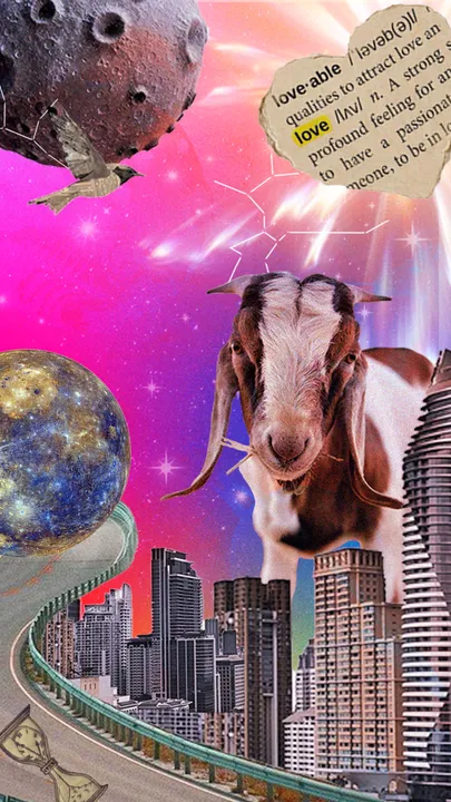 A compilation of images like a couple looking ahead, money, a car going down a road, a unicorn atop a cloud and a planet to depict astrology, working as a visual cue for January 2026 predictions and monthly horoscope for January